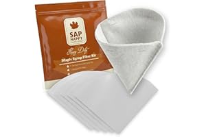 Sap Happy Maple Syrup Filter Set - 6 Piece - 1 Heavy Duty Maple Sap Filter - 5 Syrup Pre Filters - 1 How-To Card