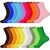 kimteny 20 Pairs Womens Socks, Solid Color Crew Socks Colorful Lightweight Cotton Athletic Socks