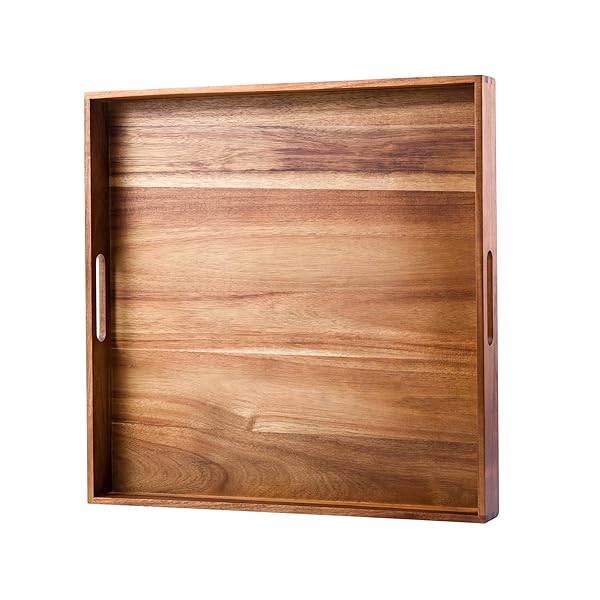 SERVING TRAY WITH HANDLES, 20 INCH LARGE SQUARE...