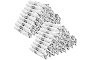 BESTVIP 100 Pack Pre Rolled Silver Plastic Silverware Set, Disposable Wrapped Cutlery Set with 100 Napkins, 100 Knives, 100 Forks and 100 Spoons for Party, Birthday