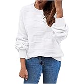 Verdusa Women's Textured Pullover Sweaters Cozy Sweater Crew Neck Knit Tops Fall Winter Clothes