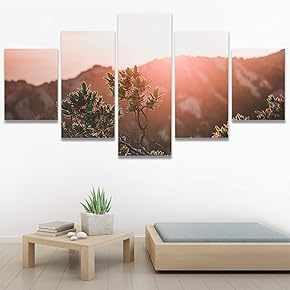 SIGNWIN 5 Panel Canvas Wall Art Coastal Multicolor...