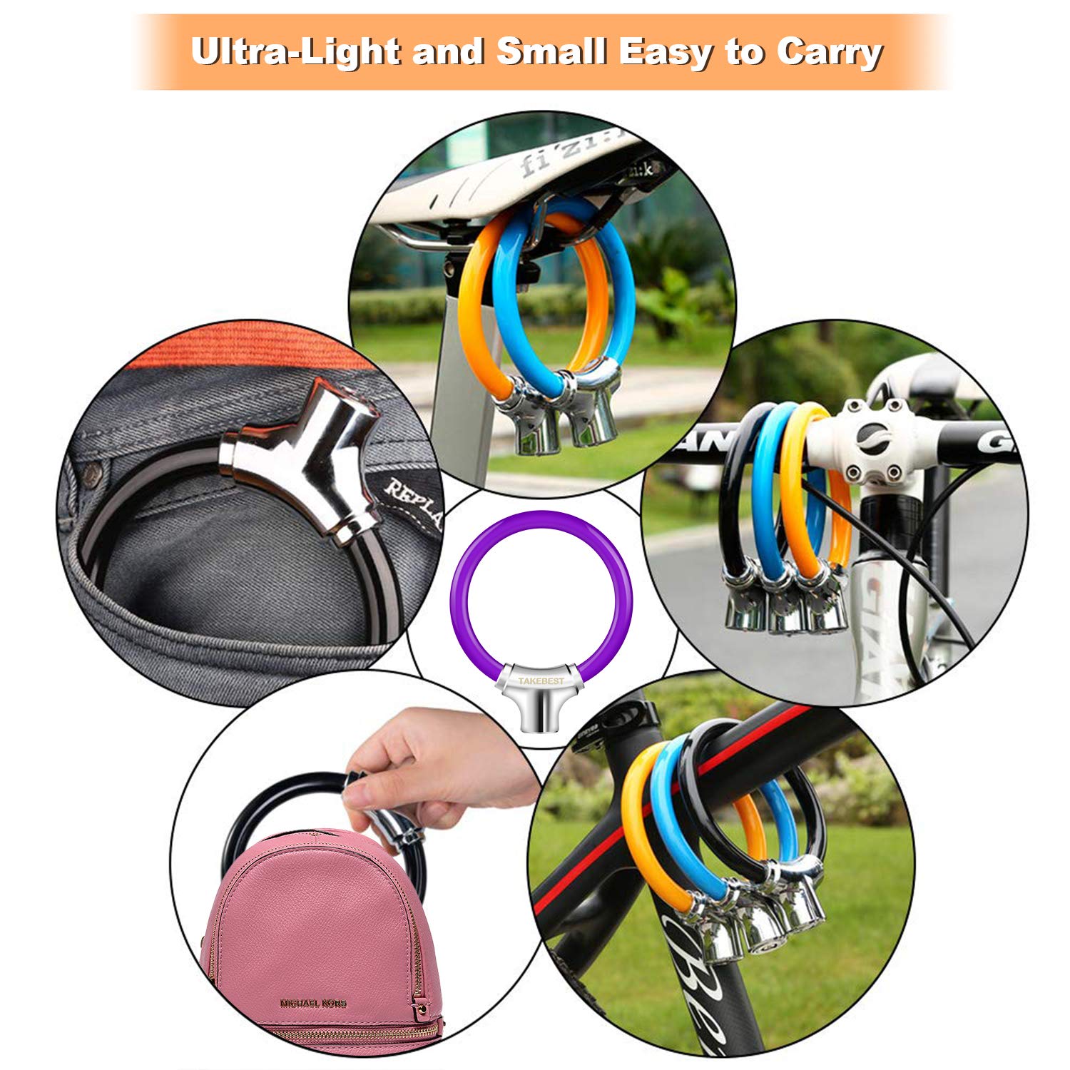 Suitable for All Types of Bicycles. TAKEBEST Bike Lock 12mm Heavy Duty