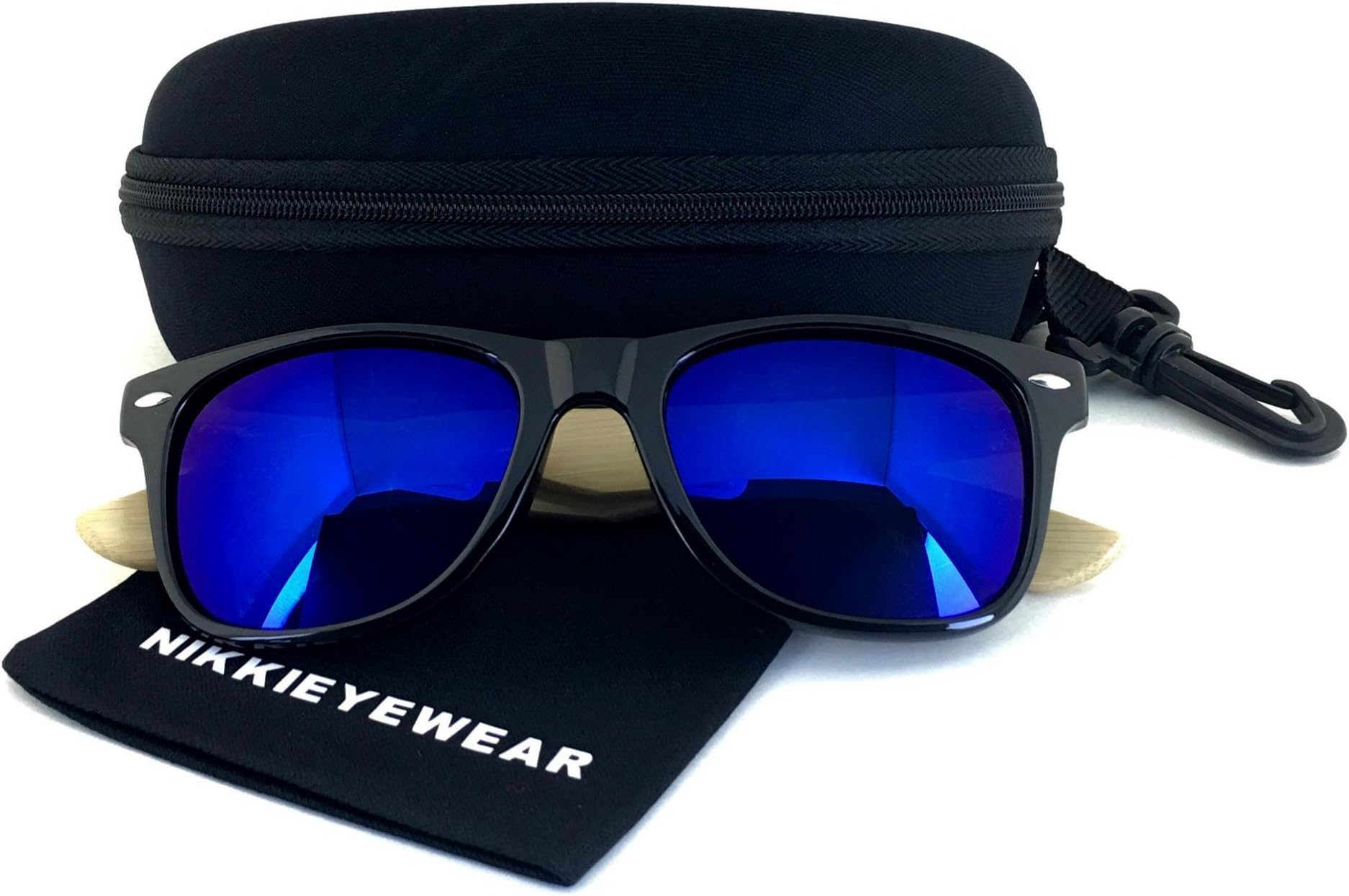 NIKKIEYEWEAR - Wooden Bamboo Temple Sunglasses Classic Wood Wayfarer