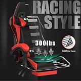 bigzzia Ergonomic Gaming Chair with Lumbar Cushion and Headrest Red view 3