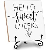 Funny Bathroom Decorations, ‘Hello Sweet Cheeks’, Wooden Plaque Sign, Gifts for Friends, Family, Colleagues, Funny Restaurant, Bar, Office, Home, Dorm Decor, Thanksgiving, Christmas Gifts.(024)