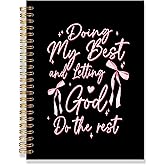 RLTXBUK Coquette Pink Bow Christian Notebook, Bible Verse Scripture Journal, Prayer Journal for Woman, Christian Religious Gifts for Women, Preppy Church Notes Notebook, 5.5x8.3 Inch
