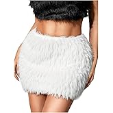 MakeMeChic Women's Fur Skirts Brown Fuzzy Micro Mini Bodycon Skirt Y2K Summer Going Out Outfits