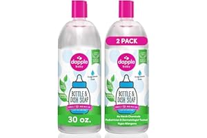 Dapple Baby Bottle Soap, Hypoallergenic Dish Soap for Baby Bottles, Powered by Plants, Fragrance Free, 30 Fl Oz Refill (Pack of 2)