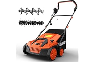 MAXLANDER 2-in-1 Electric Dethatcher and Scarifier, 15 Inch 13 Amp Corded Lawn Dethatcher with 5-Position Depth Adjustment, 45L Removable Collection Bag, Walk Behind Machine for Garden Yard Grass