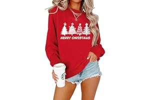 YHHR Womens Christmas Sweatshirt Christmas Tree Graphic Long Sleeve Shirts Xmas Holiday Pullover Tops Blouse