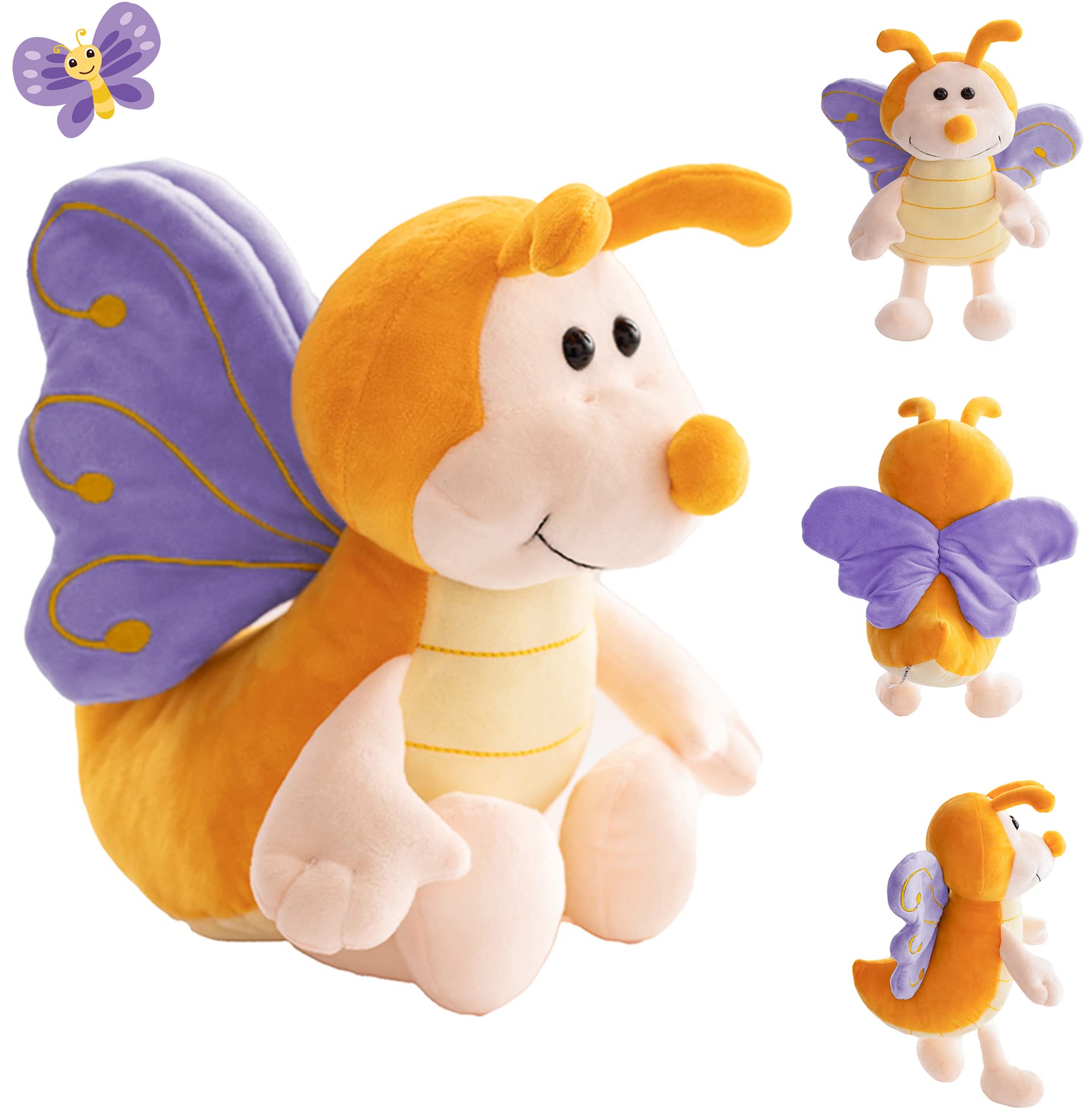 Photo 1 of 13 Inch Cuddly Purple Butterfly Stuffed Animals Super Soft Butterflies With Purple Wings Plush toys Stuffed Butter Fly Plushies Animal With Purple Wings Insect Plush Doll Animal Toy for Kids & Lovers