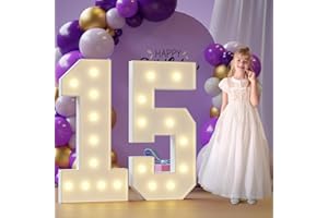Rielmox Marquee Numbers, 4FT Number 15 Light Up Number, Marquee Numbers 4 Feet Tall for Birthday Decorations Party Decor White Large Anniversary Decoration for Boys Girls Men Women