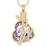 Imrsanl Cremation Jewelry for Ashes Butterfly Heart Urn Necklace for Women Keepsake Crystal Memorial Pendant Ashes Necklaces