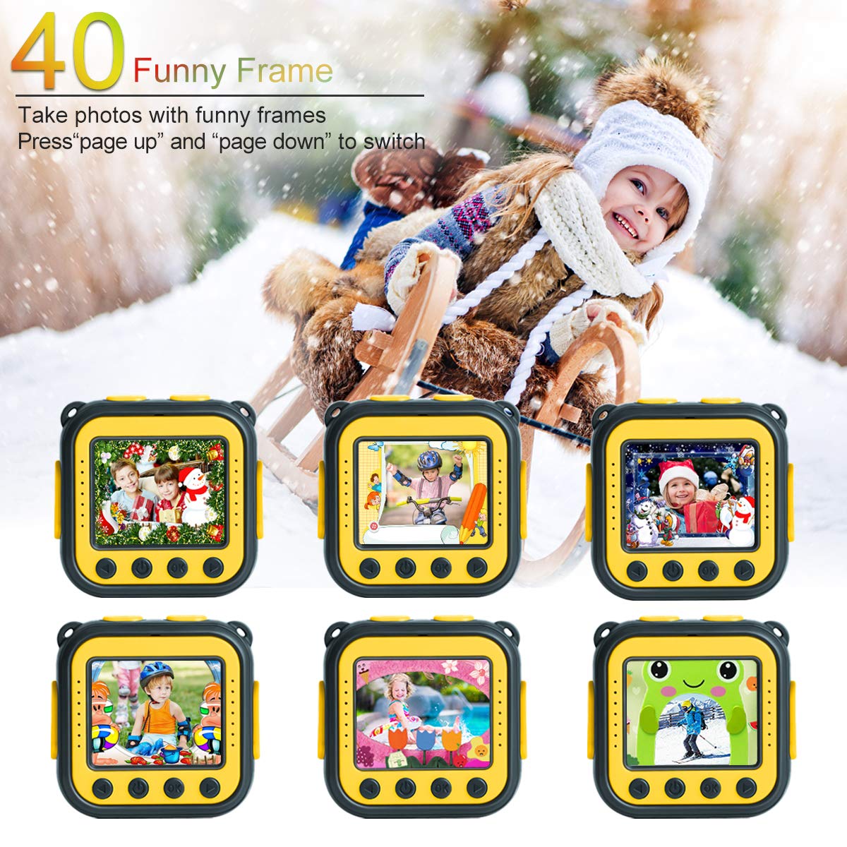 Prograce [Upgraded] Kids Camera Waterproof Action Video Digital Camera 1080 HD Camcorder for Boys Girls Toys Gifts Build-in Game(Yellow)