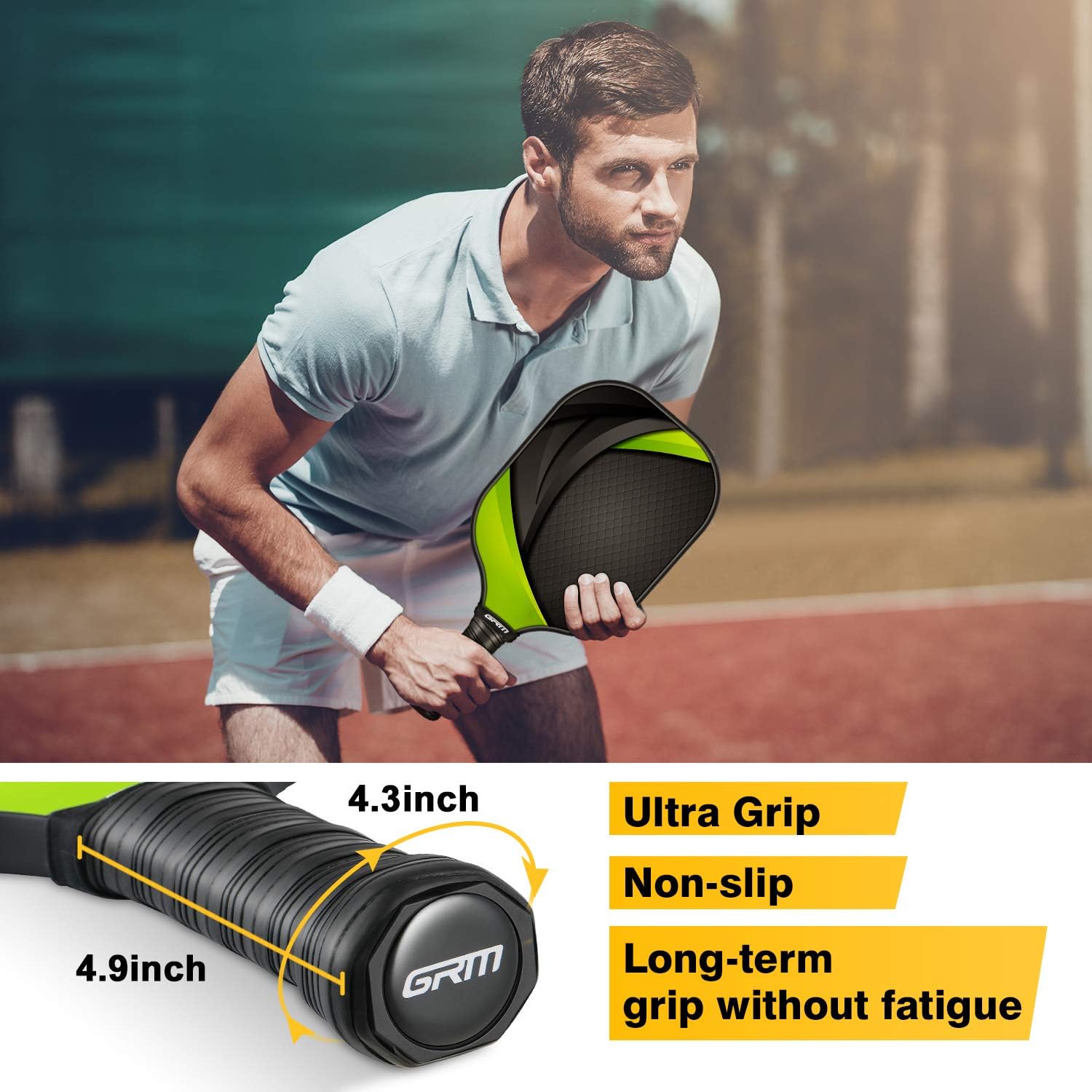 GRM Pickleball Paddles Set of 2 Graphite Pickleball Set Lightweight Pickleball Racket, Carbon Fiber Surface, Polypropylene Honeycomb Core, 2 Pickleball Paddles and 4 Balls Including Portable Carry Bag : Sports & Outdoors