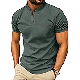 Sailwind Mens Henley Shirts Short Sleeve Summer Casual Classic Cotton T Shirts Pocket Button Shirt