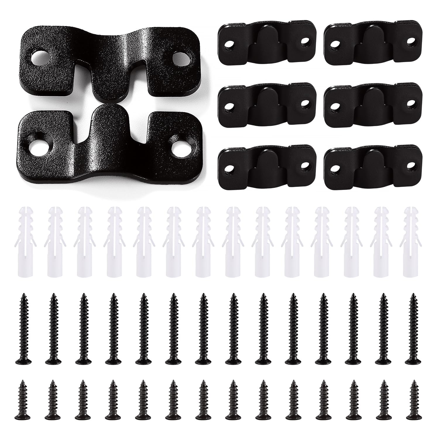 VooGenzek 14 PCS Flush Concealed Mount Bracket, Interlocking Picture Frame Hook, Mini Flush Steel Mounts, Stainless Steel Z Clip Bracket with 28 Screws, for Photo Frame, Mirror Frames, Black