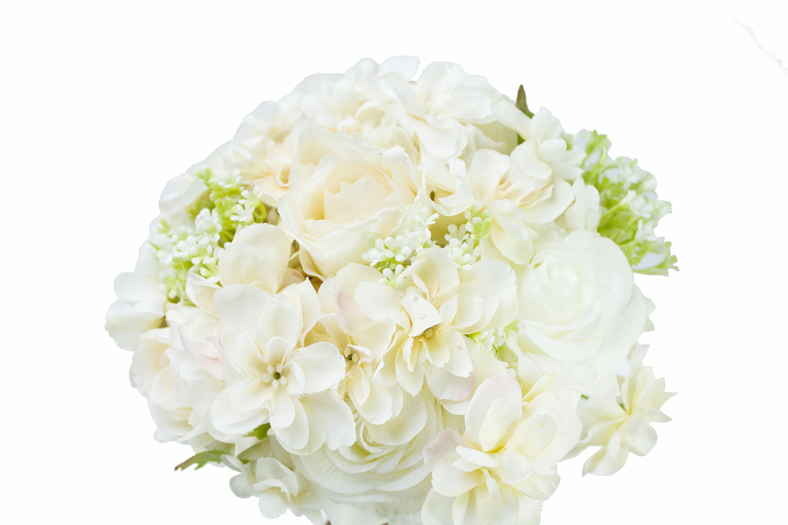 Hand Tie Fresh Style Artificial White Rose Flower Bouquet For Wedding Home Party Decor With Men Groom Corsage Pack Of 1 Set Silk Flower Arrangements