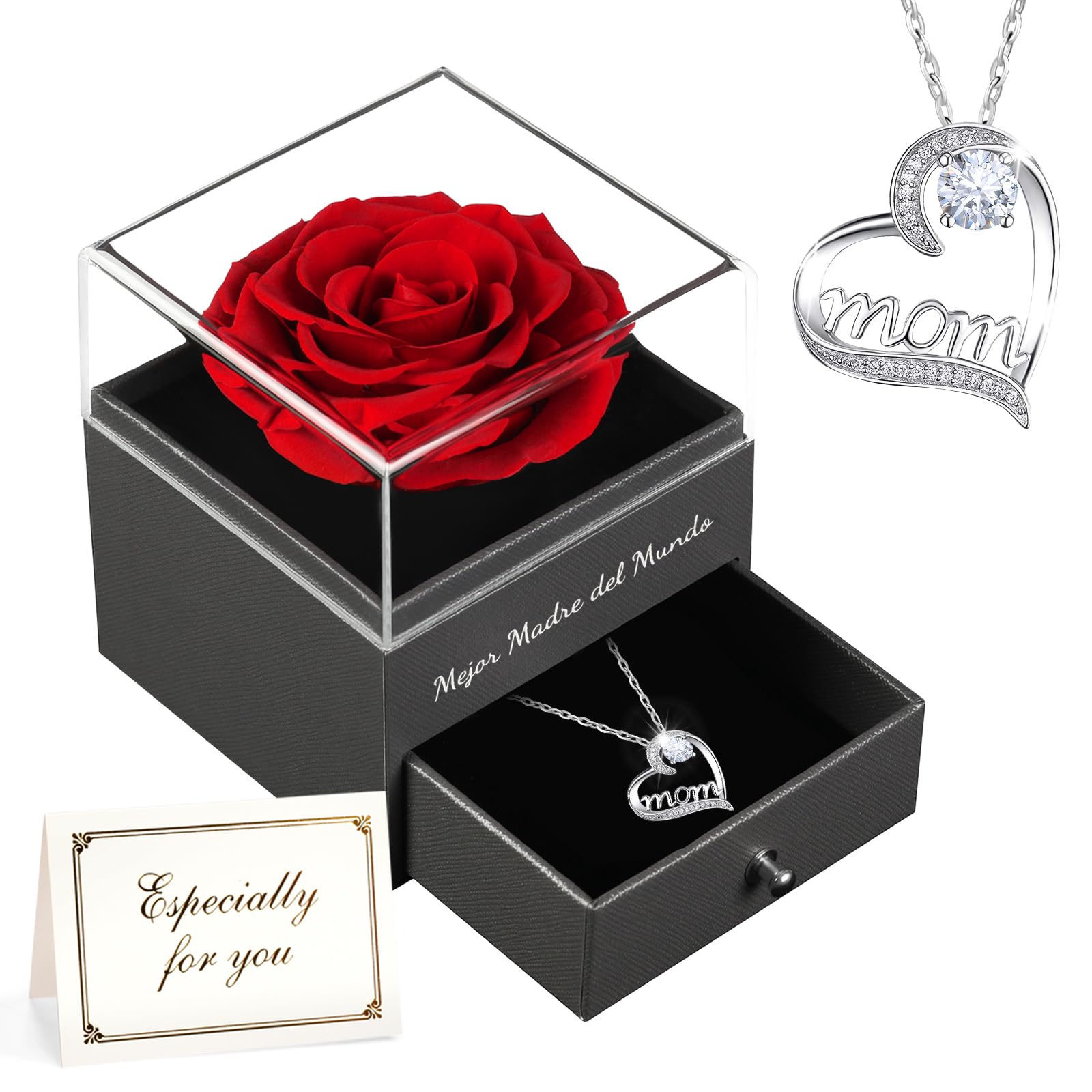 Special Mum Gifts | Eternal Real Rose Forever Rose Flowers for Women | Mejor Madre del Mundo | Sweet Gifts for Mum Nan Grandma | Mother's Day Birthday Gifts