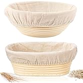 Sourdough Bread Baking Supplies, 2 Pack Banneton Bread Proofing Basket 10 inch Round & 10 inch Oval Proofing Bowls for Sourdo