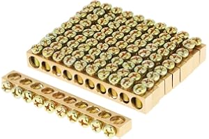 Ground Bar Kit, 10pcs 10-Hole Electrical Distribution Wire Screw Terminal Brass Grounding Neutral Bar for PE30 Distribution B
