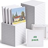 Oqqlin 48 Pcs Mini Canvases for Painting, 4 x 4 Inch Small Square Canvas Panels 2/5 Inch Thickness White Blank Canvas for Wall Decoration, Art Supplies, School Projects