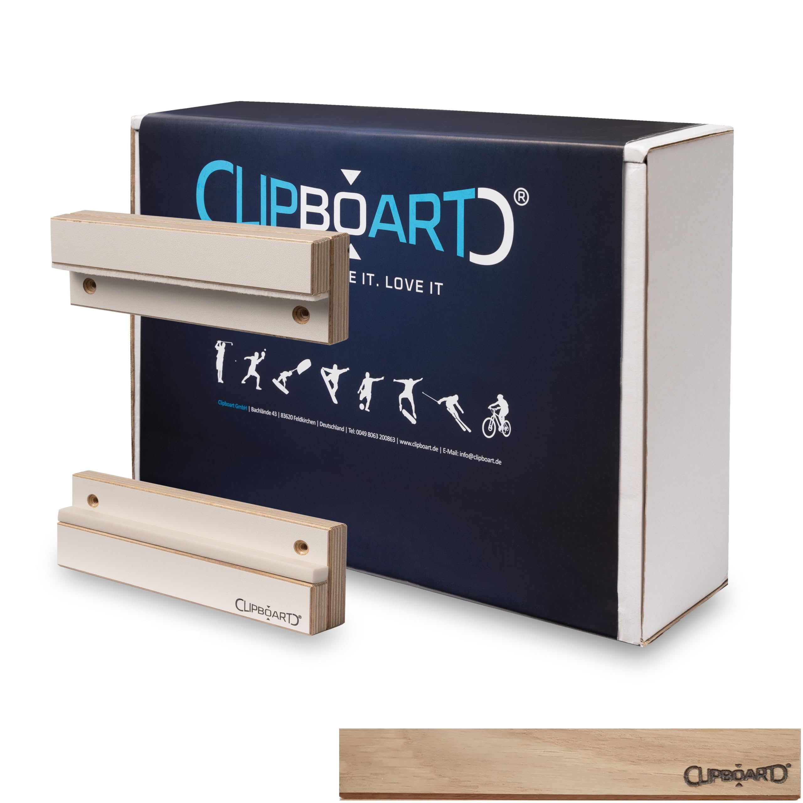 Clipboart® Standard Wall Mount - Mount - Snowboard - Wakeboard - Kiteboard - Balance Board - Wakeskate - Longboard - 360° wall mount (oak)