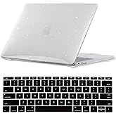 Laptop Case Compatible with MacBook Air 13 inch Case 2010-2017 Release Model A1466 A1369, Glitter Sparkle Pattern Translucent Plastic Shell Cover & Keyboard Cover Skin - White