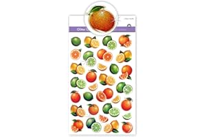AONEFUN Lemon Stickers Food Stickers for Kids Cute Fruit Stickers My Plate Stickers Nutrition Stickers for Kids Fruit Party Favors 3D Puffy Epoxy Glitter Stickers Citrus Fruits Lemons Limes Oranges - 31 Pcs