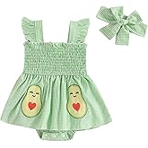 Mubineo Baby Girl Summer Dress Ruffle Fruit Clothes Flutter Sleeveless Smocked Infant Rompers Plaid Boho Dress Outfits