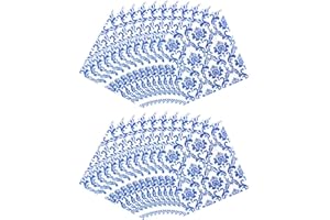 Beavorty Blue Floral Cocktail Napkins, 80 Sheets Chinoiserie Floral Napkins Blue White Disposable Paper Guests Hand Towel