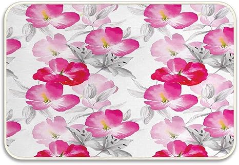 Amazon 花水彩ケシの花鮮やかな色環境イメージロマンチック素敵な植物玄関玄関マット屋内風呂ドアマット敷物滑り止め玄関マット23 6x15 7インチ 玄関マット オンライン通販