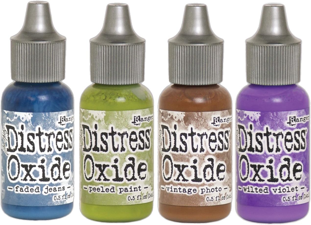 SPECIAL BUNDLE: Ranger Tim Holtz Distress Oxide Reinkers 4 Pack - Faded+Peeled+Vintage+Wilted (B2)