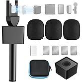 Mic Handle for DJI/DJI Mini/3, Microphone Holder for Rode Wireless GO/Hollyland Lark/Lavalier Mic, Universal Magnetic Mic Stand, Mic Holder with 3 Pop Filter for Vlogging, Interview, Podcast, Reports