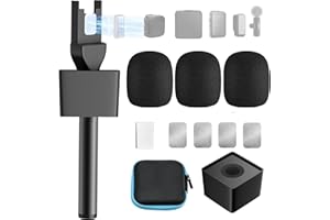 GAHOGA Mic Handle for DJI/DJI Mini/3, Microphone Holder for Rode Wireless GO/Hollyland Lark/Lavalier Mic, Universal Magnetic Mic Stand, Mic Holder with 3 Pop Filter for Vlogging, Interview, Podcast, Reports