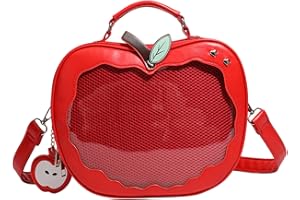 Apples Ita Bag Red PU Pin Display Kawaii Crossbody Purse Adjustable Strap Japanese Shoulder Bag