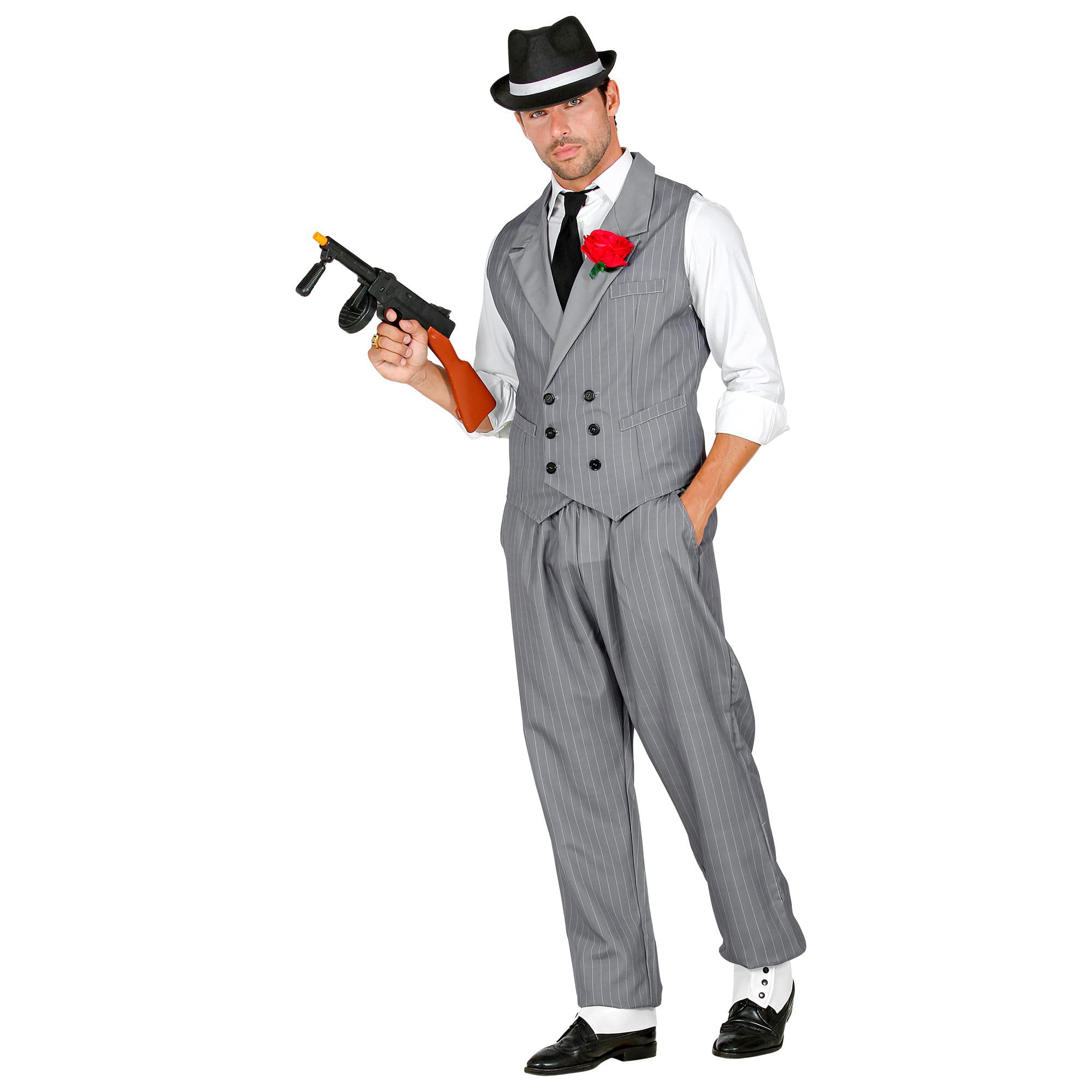 WIDMANN 10250 Adult Gangster Costume, Waistcoat, Trousers, Pinstripe Suit, Mafia Boss, Theme Party, Carnival, Multicoloured, XXL