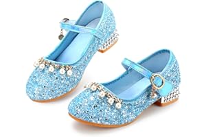 Qimaoo Toddler Girls Dress Shoes Mary Jane Shoes for Girls Princess Shoes Low Heels Toddler Glitter Shoes for Wedding Party