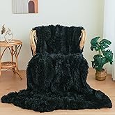 Black Fuzzy Throw Blanket Living Room Decor Home Gifts, Soft Faux Fur Fluffy Cozy Fuzzy Plush Warm Couch Bed Blanket, Bedroom Spring Decor Black Gifts for Him Her, 50x60