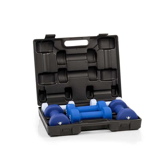 SET IM KOFFER | Gymnastikhanteln | Hanteln | NEOPRENE | Kurzhanteln | 3 Paar | 2x 1,0Kg | 2x 2,0Kg | 2x 3,0Kg