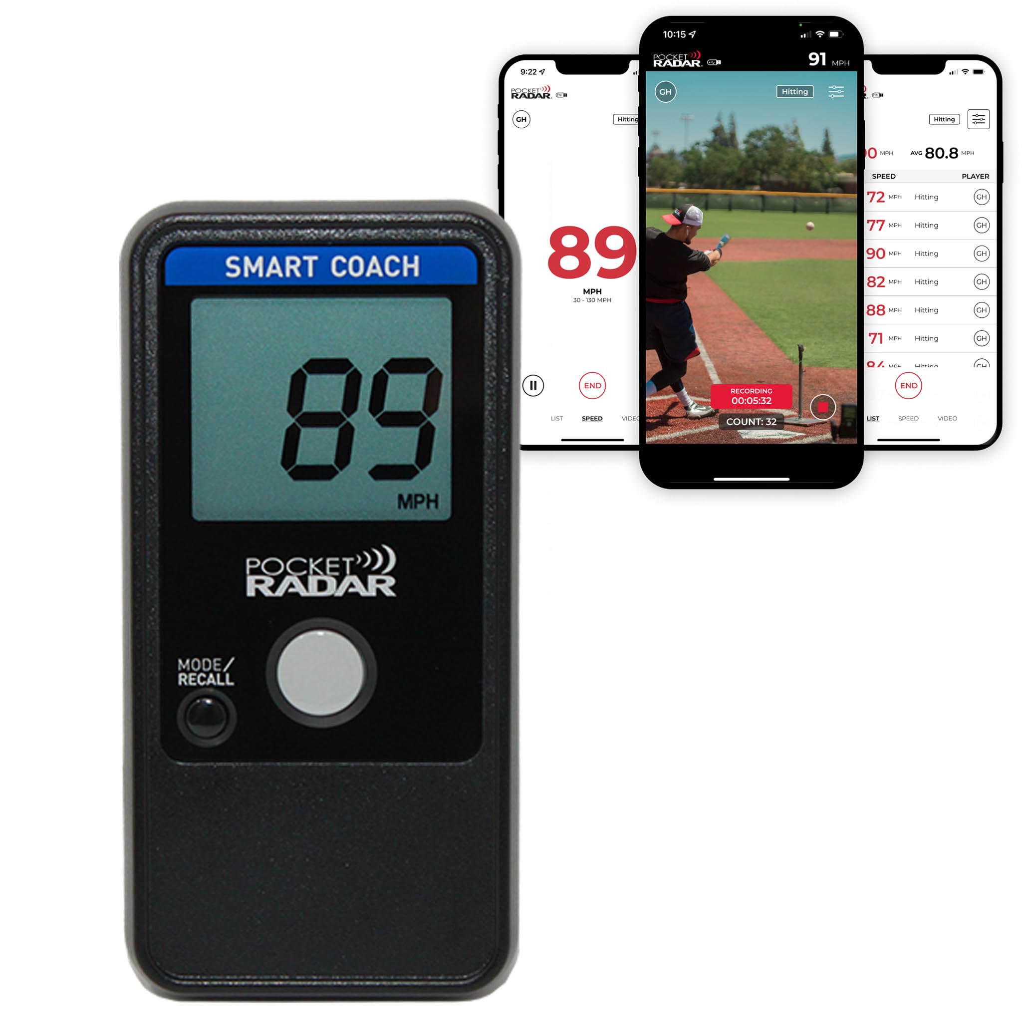 Photo 1 of Pocket Radar Smart Coach Speed Gun for Baseball, Softball, Cricket - Accurate Pitching & Sports Speed Measurement, Portable Baseball Radar Gun Compatible with Pocket Radar App (iOS/Android)