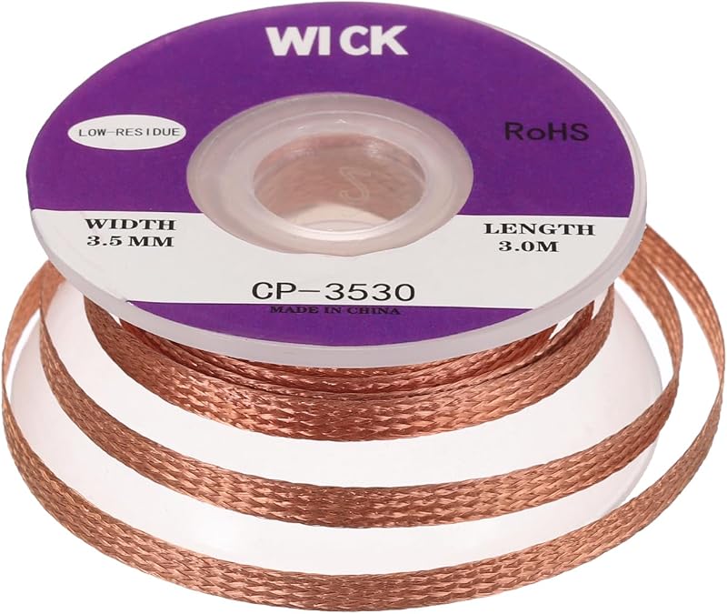 sourcing map Solder Wick Braid No-Clean 3.5mm x 3m Desoldering Copper for