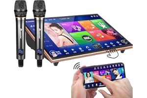 INANDON Chinese Karaoke Machine, 19 Inch Touch Screen Phone Remote & App Control Cloud Download Songs All in One Karaoke System with Wireless Mic, KTV Singing Karaoke Player for Family Bar Home Party