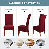CMAKER Velvet Dining Chair Covers Set of 4 Burgundy Large Stretch Slipcovers view 5