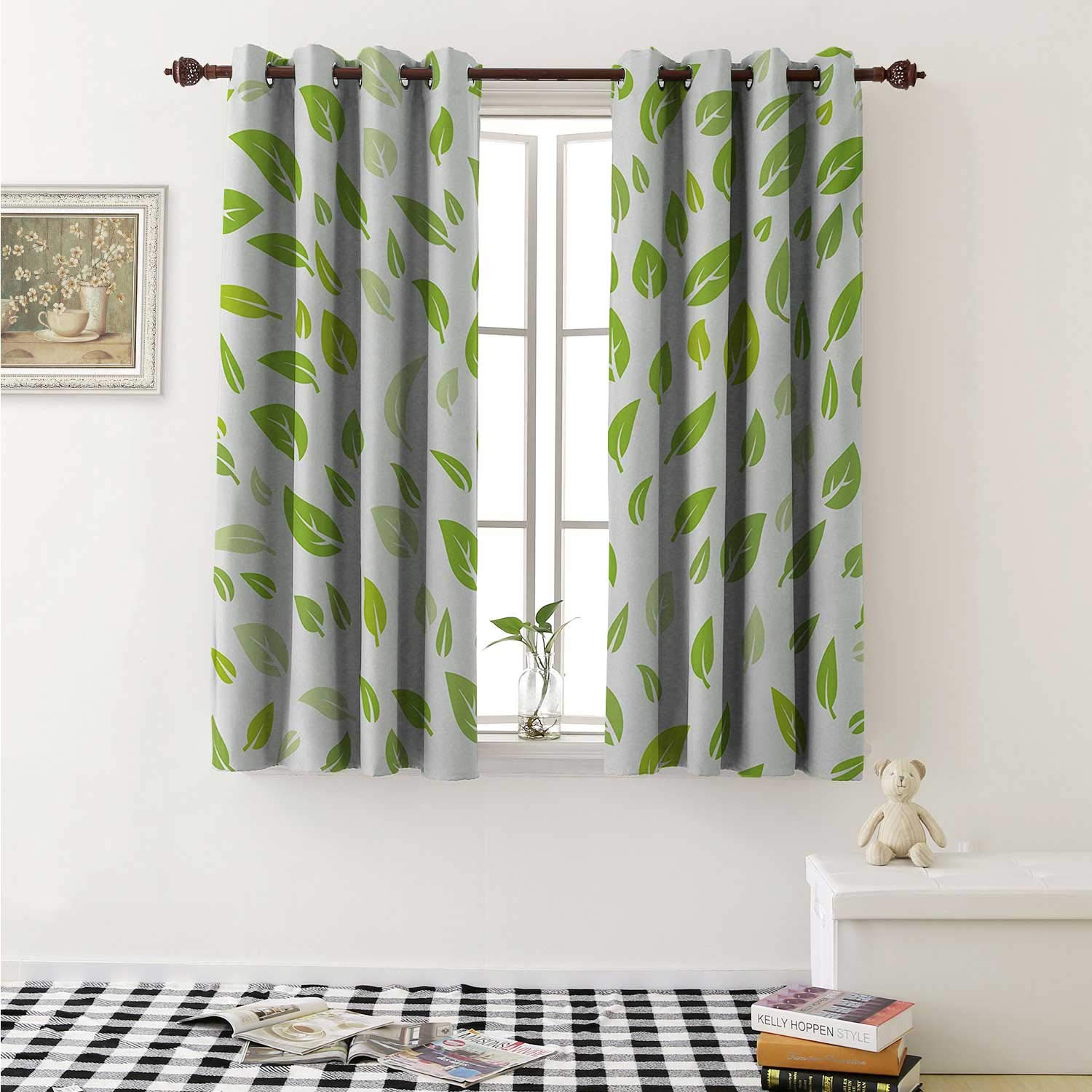 Amazon Com Flyerer Leaf Window Curtain Fabric Various Types Of