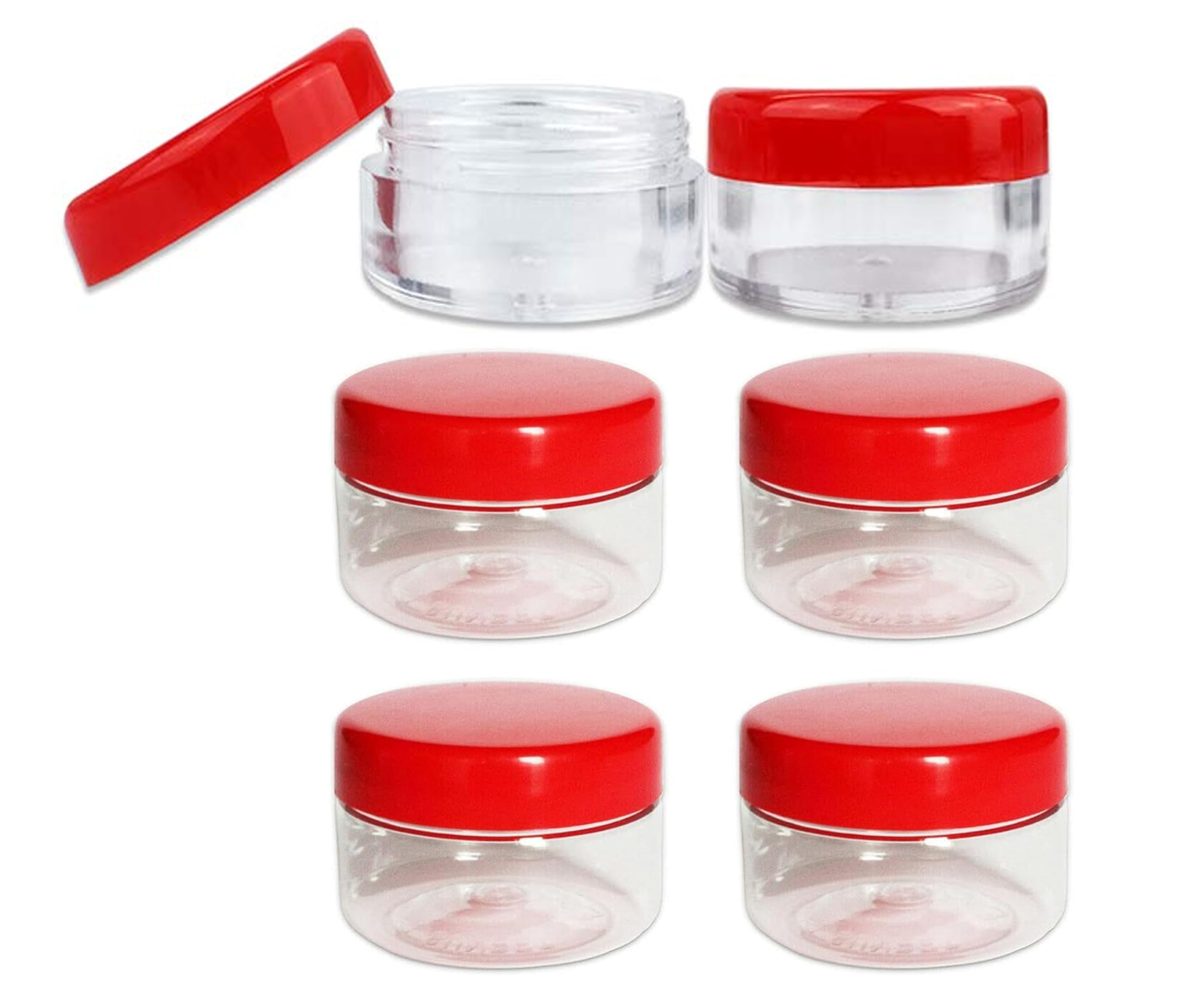 KANSY Plastic Storage Jars with Lids - Clear Containers for Kitchen, Spices, Travel, Medicine, Toiletries - Leak Proof BPA Free (50ml Pack of 6 )