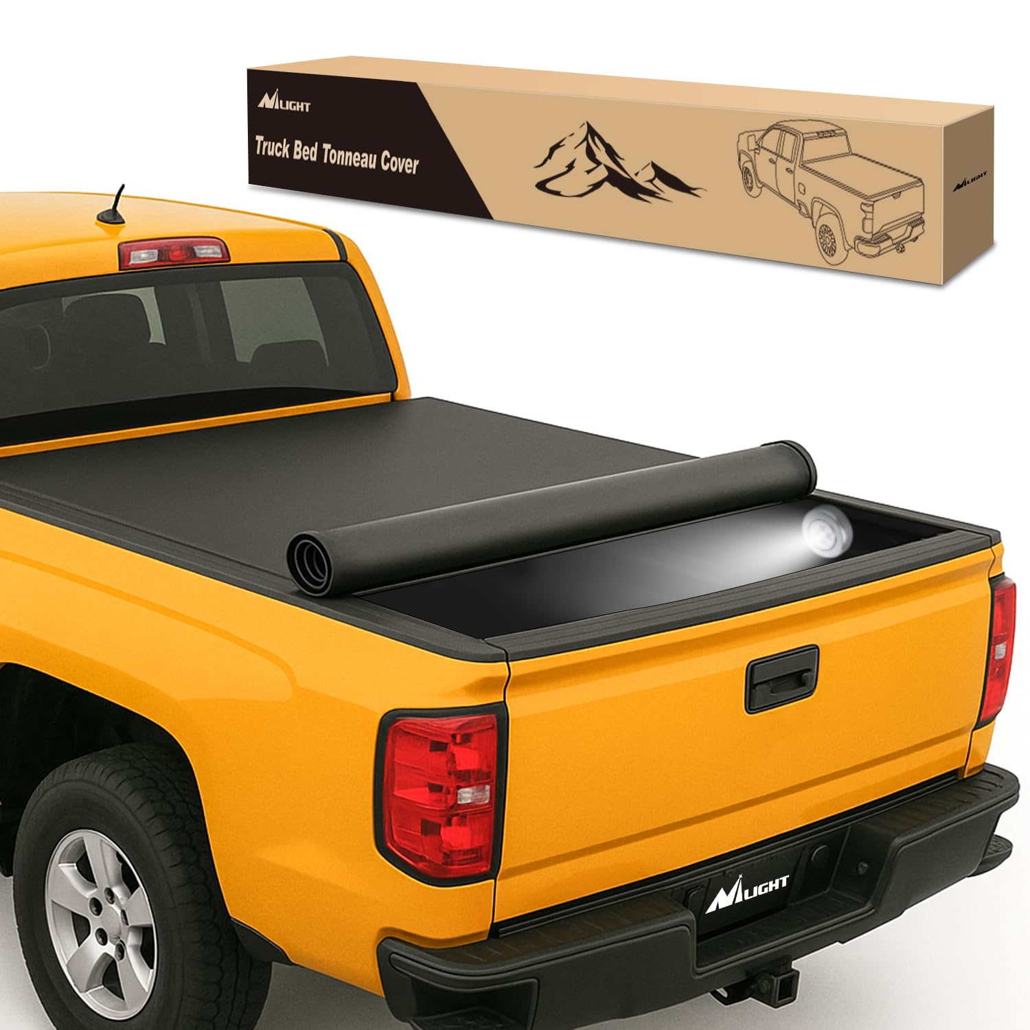 Photo 1 of ***FACTORY SEAL***

 Soft Roll-Up Tonneau Cover Compatible with Chevy Silverado/GMC Sierra 1500 2007 2008 2009 2010 2011 2012 2013–6.5ft Truck Bed Cover