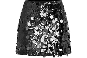CIDER Sequin Mid Waist Sparkle Skirt Party Club Night Out Mini Skirt for Women Trendy