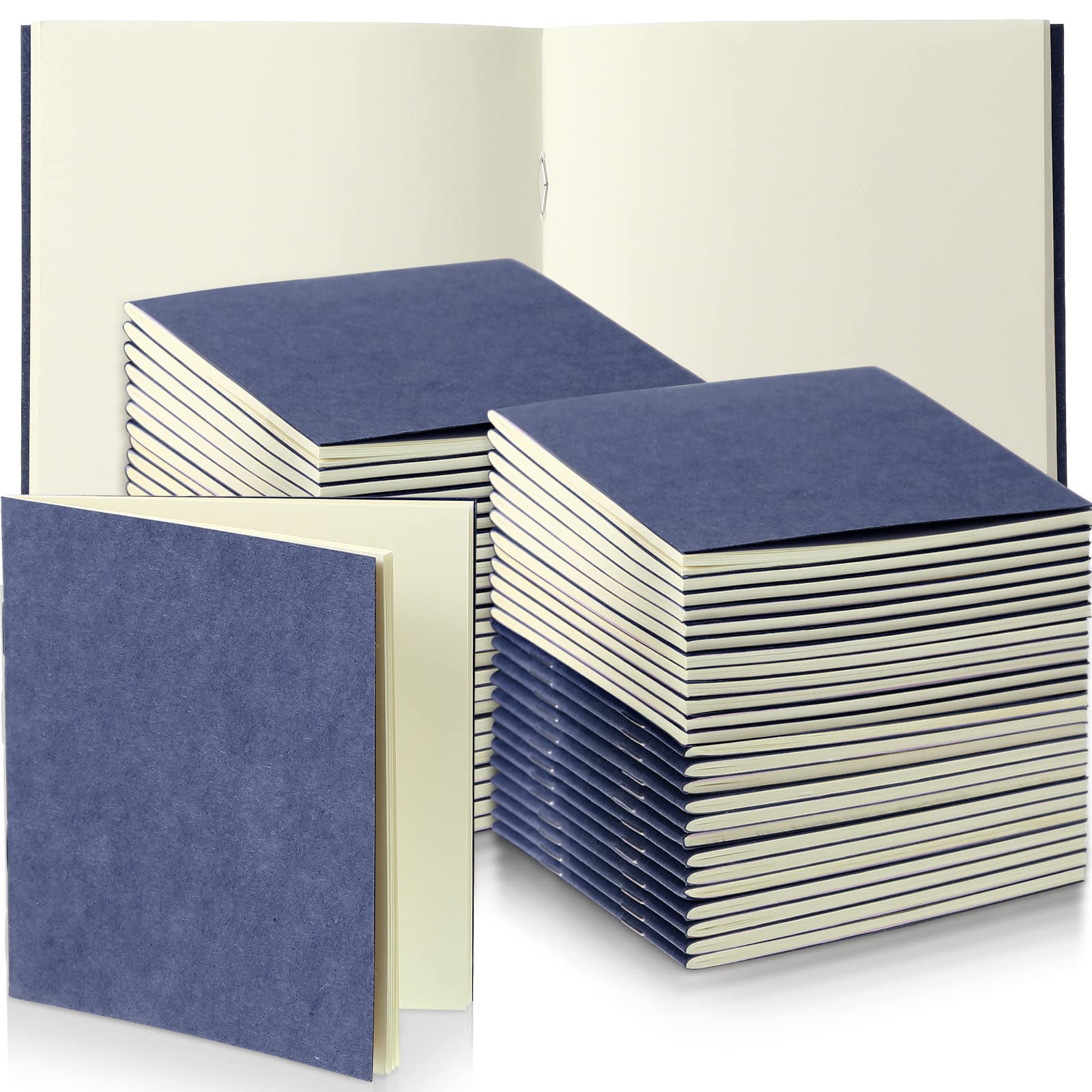 Faccito 50 Set Mini Pocket Kraft Notebooks Bulk Field Notebook Small Notebooks Memo Sketchbooks Writing Notepad for Writing Memos Diary Making Plans Company 4 x 4 Inch (Dark Blue,Blank Page) — image 1